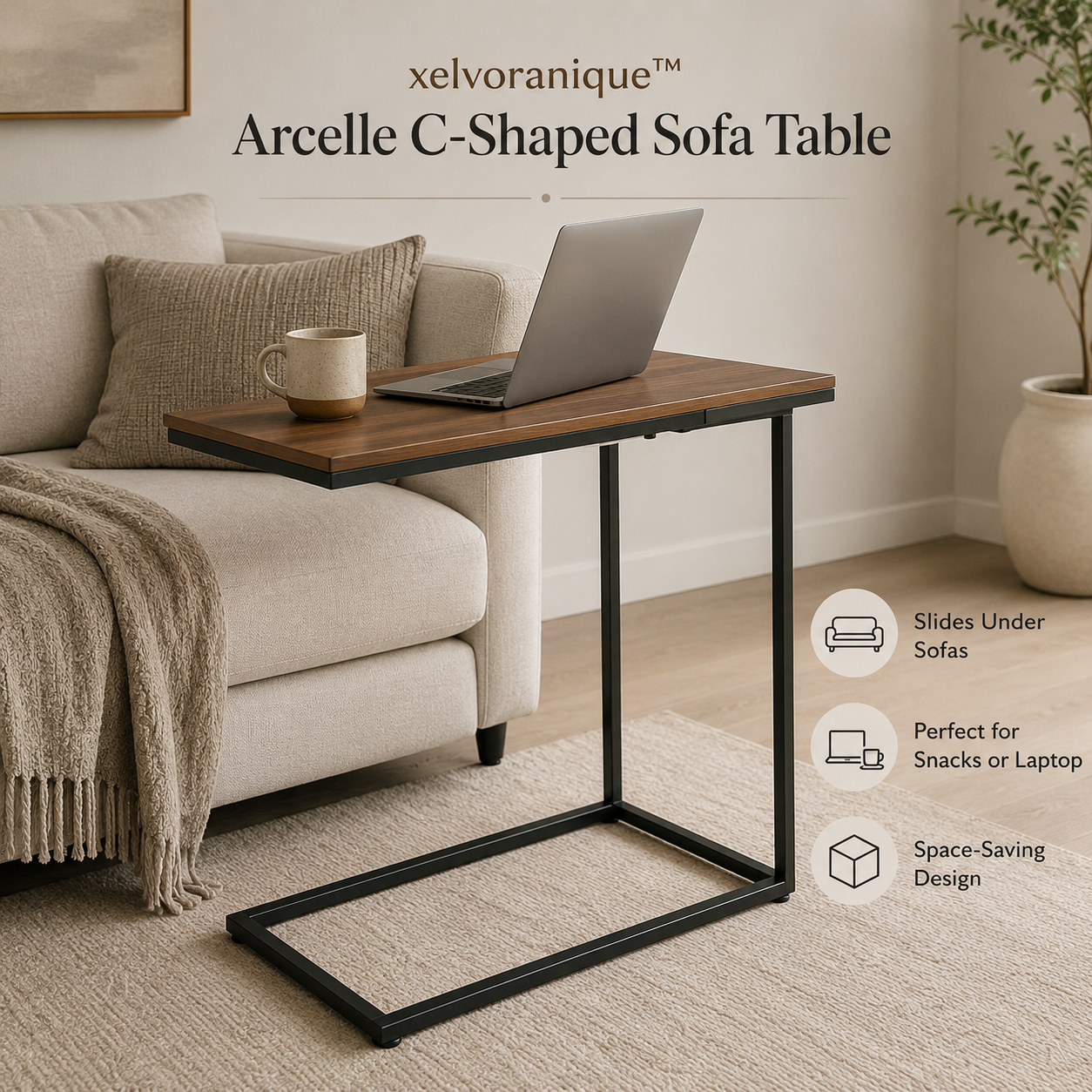 xelvoranique™ Arcelle C-Shaped Sofa Table