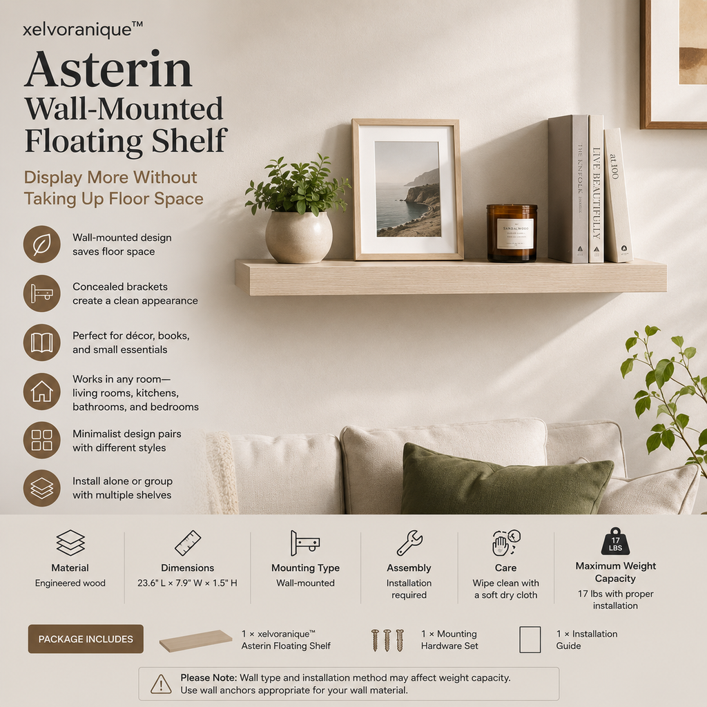 xelvoranique™ Asterin Wall-Mounted Floating Shelf