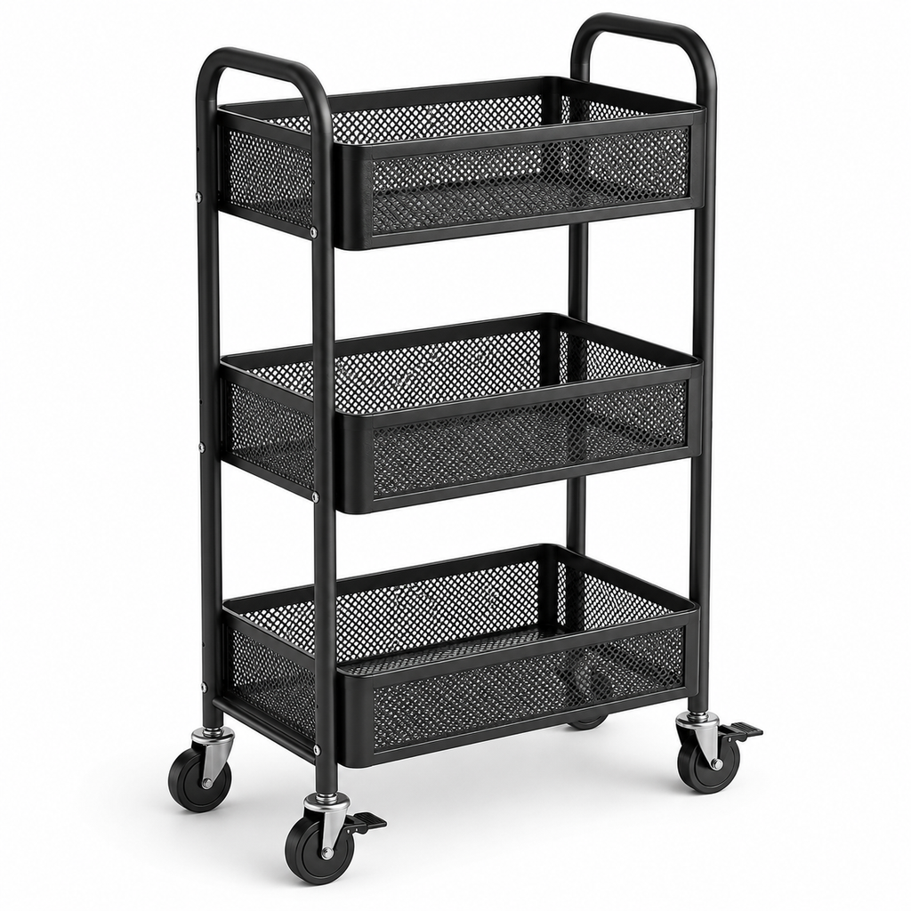 xelvoranique™ Caldris Three-Tier Rolling Cart