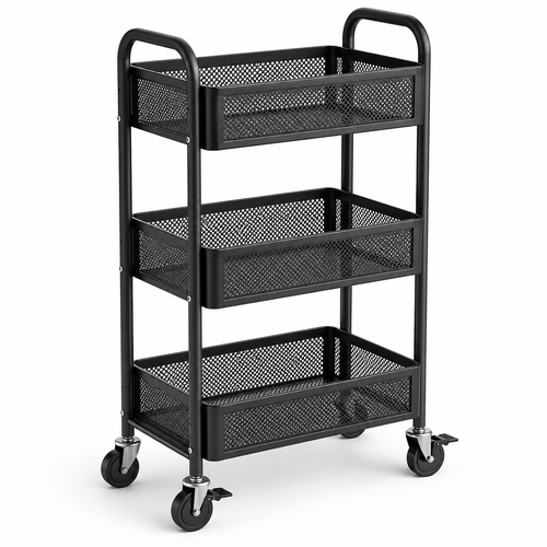 xelvoranique™ Caldris Three-Tier Rolling Cart